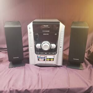 Panasonic 5 Disk CD Changer & Cassette Tape Stereo Boombox SA AK240 Speakers
